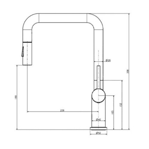 Kích thước vòi rửa bát nóng lạnh Paul Schmitt PA314K có dây rút