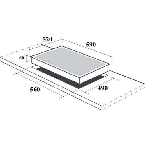 Kích thước bếp từ Canzy 3 vùng nấu CZ 67GHP lắp âm