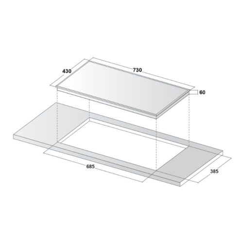 Kích thước lắp đặt bếp từ đôi Canzy CZ-88NPSI lắp âm