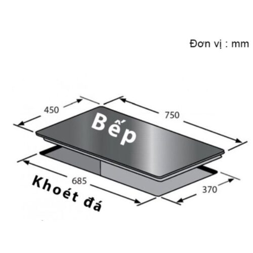 Kích thước bếp từ đôi Canzy CZ 9898DP-L lắp âm