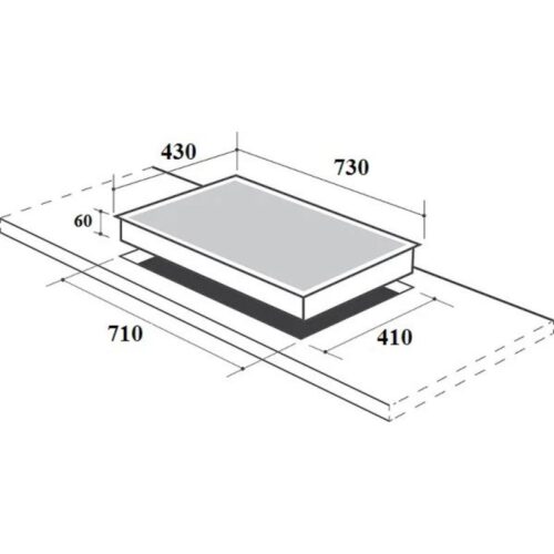 Kích thước lắp đặt bếp từ đôi Canzy CZ 989D-L lắp âm