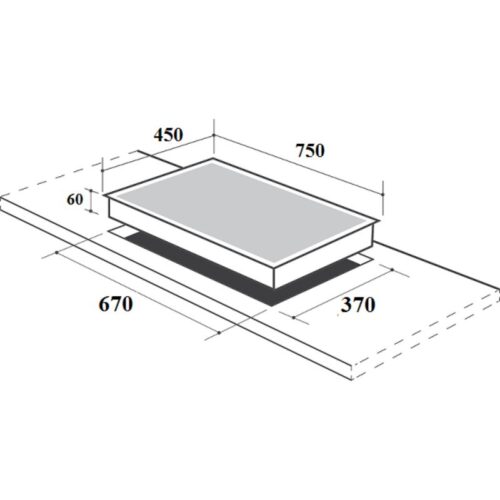 Kích thước lắp đặt bếp từ đôi Canzy CZ 9928P lắp âm