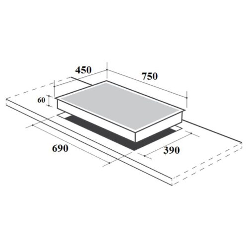 Kích thước lắp đặt bếp từ đôi Canzy CZ-TL867T lắp âm