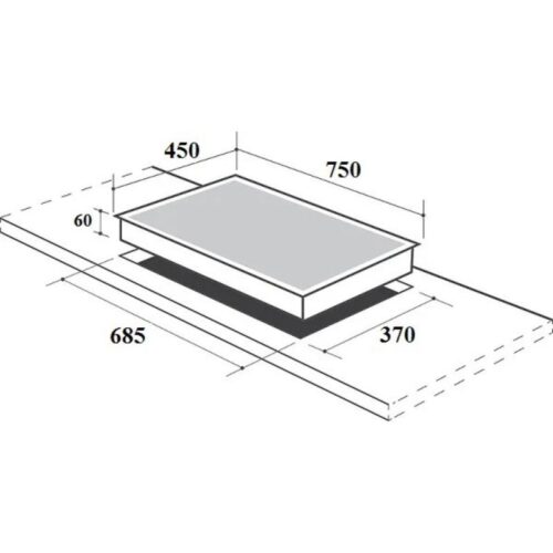 Kích thước lắp đặt bếp từ đôi Canzy CZI-9922P lắp âm