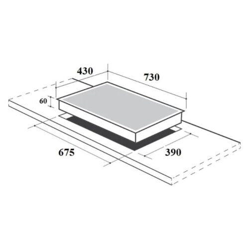 Kích thước lắp đặt bếp từ kết hợp hồng ngoại Canzy CZ-757IH lắp âm