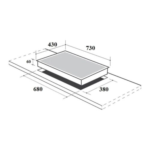 Kích thước lắp đặt bếp từ kết hợp hồng ngoại Canzy CZ-ML86B lắp âm