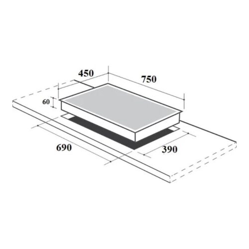 Kích thước lắp đặt bếp từ kết hợp hồng ngoại Canzy CZ-TL867DT lắp âm