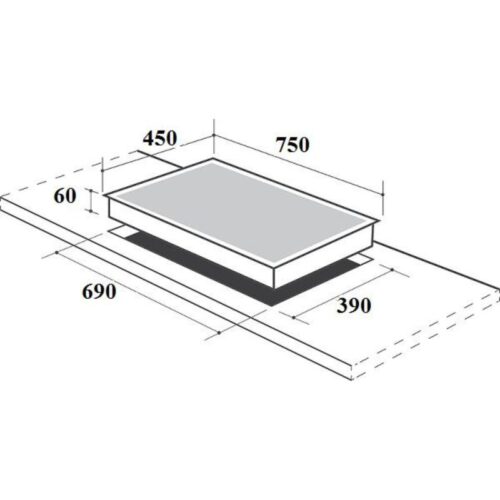 Kích thước bếp gas âm Canzy CZ-488B