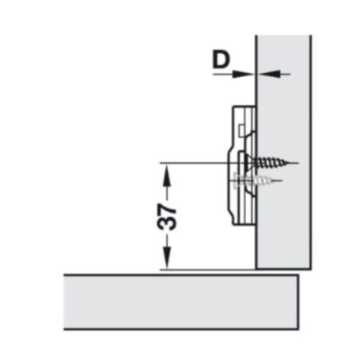 Kích thước đế bản lề Metalla SM không bật Hafele 315.98.670