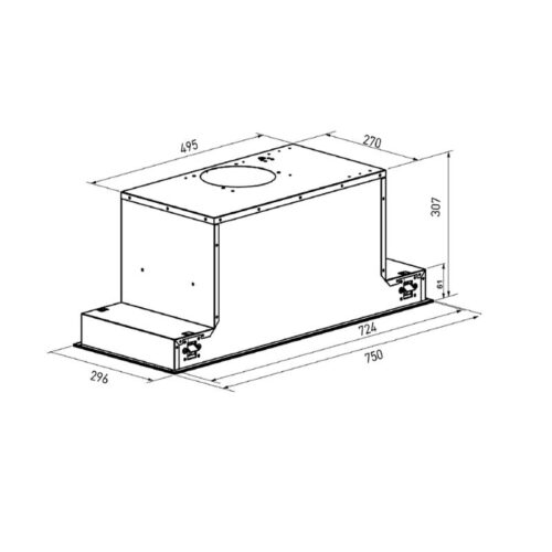 Kích thước máy hút mùi âm trần Canzy CZ 68D