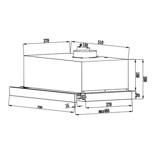 Kích thước máy hút mùi âm tủ Canzy CZ 70BRH