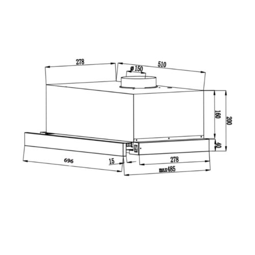 Kích thước máy hút mùi âm tủ Canzy CZ 70WRH