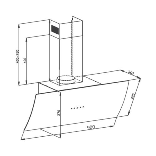 Kích thước máy hút mùi áp tường Canzy CZ 089D