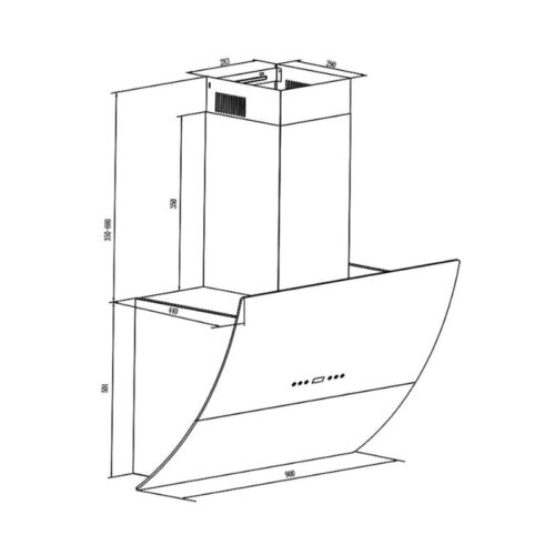 Kích thước máy hút mùi áp tường Canzy CZ 2890GH