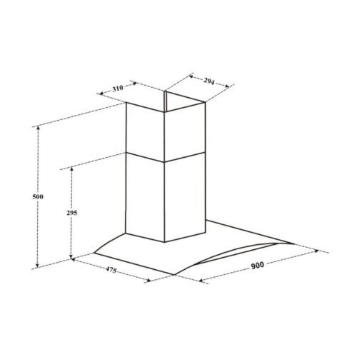 Kích thước máy hút mùi áp tường Canzy CZ 90BDS