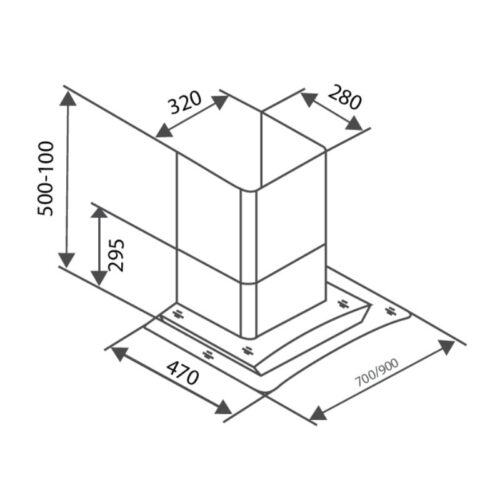 Kích thước máy hút mùi áp tường Canzy CZ MLH870