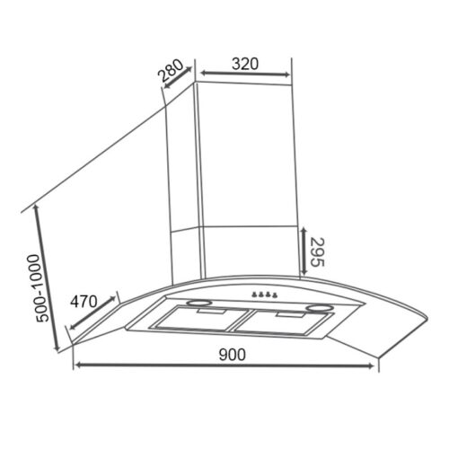 Kích thước máy hút mùi áp tường Canzy CZ MLH890