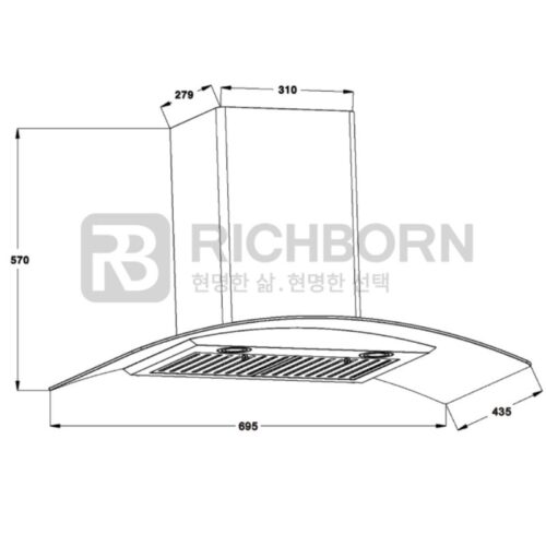 Hình ảnh máy hút mùi Richborn RHA70GFFB