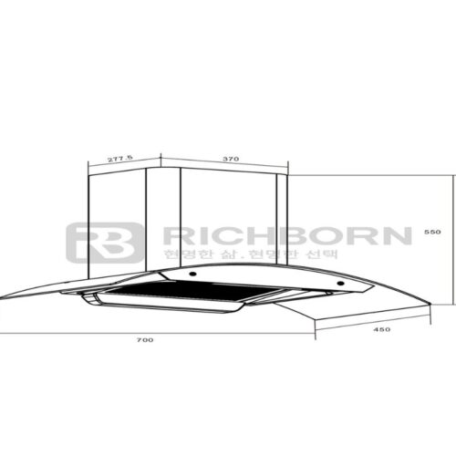 Kích thước máy hút mùi Richborn RHA70GHMB