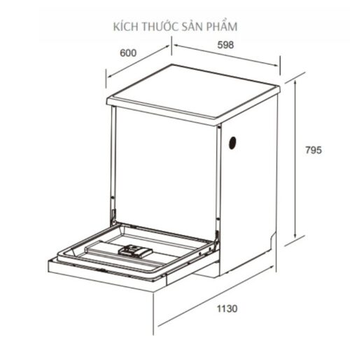 Kích thước máy rửa bát độc lập Canzy CZ-BHN14PTC