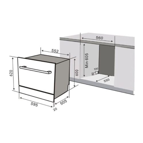 Kích thước máy rửa bát độc lập Canzy CZ-DE8B05EU