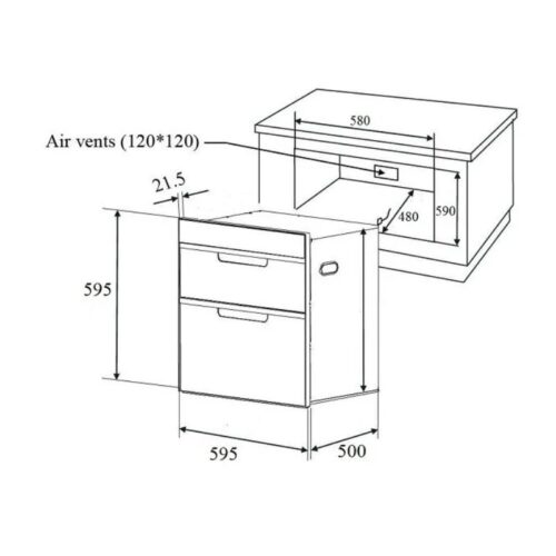 Kích thước máy sấy bát âm tủ Canzy CZ 100G