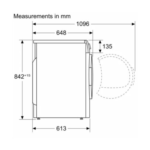 Kích thước máy sấy bơm nhiệt Bosch 9 kg WQG24570SG