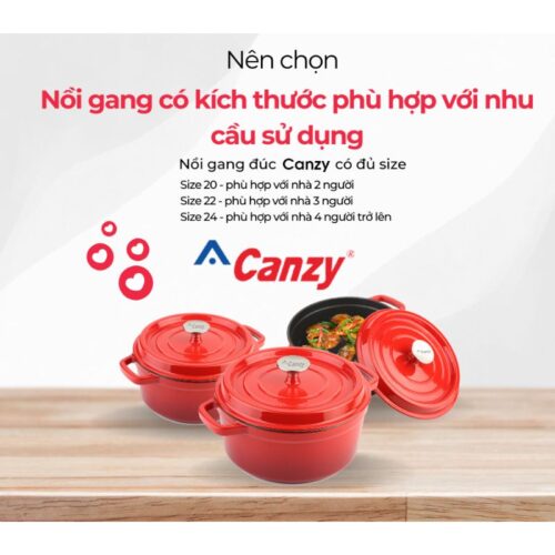 Kích thước nồi gang đúc Canzy CZ Roman 020