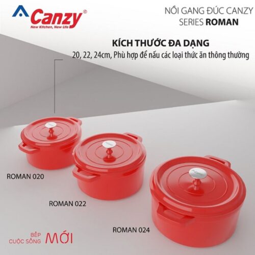 Kích thước nồi gang đúc Canzy CZ Roman 020