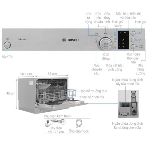 Đặc điểm máy rửa bát mini Bosch SKS62E38EU