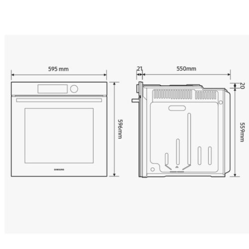 Kích thước lò nướng âm tủ 76 lít Samsung Bespoke NV7B6675CAA/SV