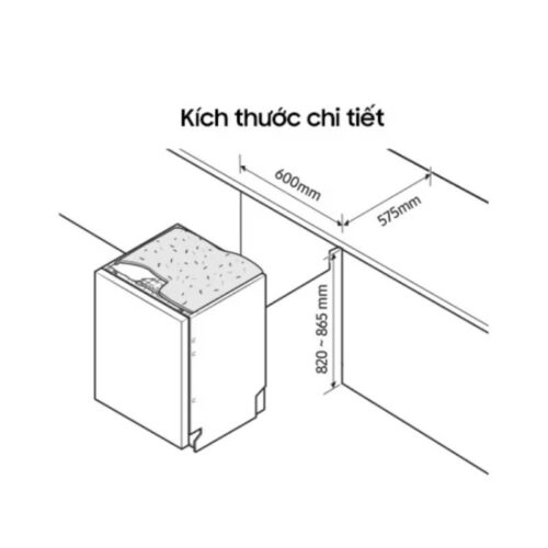 Kích thước máy rửa bát độc lập Samsung Bespoke DW60CB750FAPSV