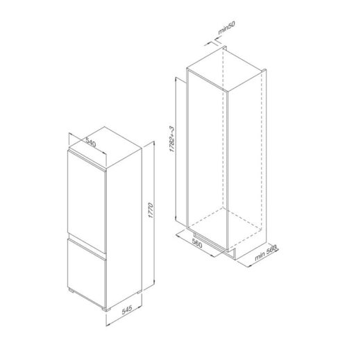 Kích thước tủ lạnh âm tủ Malloca MF-246EBI