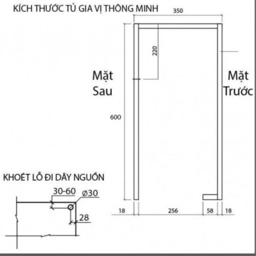 Kích thước giá gia vị điện Eurogold EMS3070