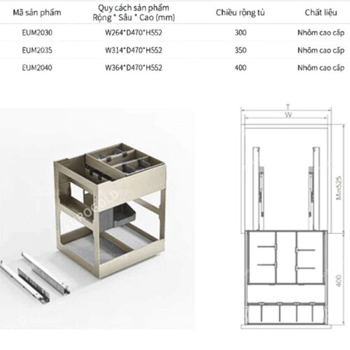 Kích thước giá gia vị Eurogold EUM2030