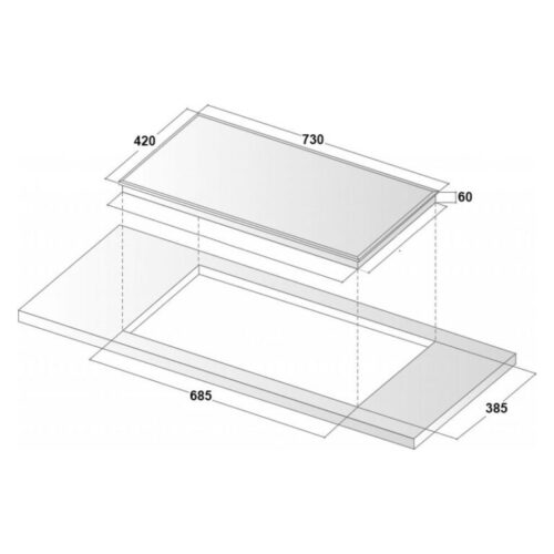 Kích thước bếp từ đôi Binova BI-566GM lắp âm