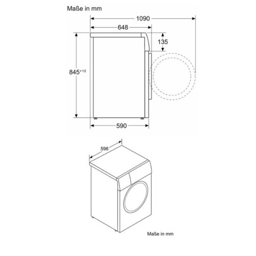 Kích thước máy giặt Bosch 10kg WGB2560X0 Serie 8