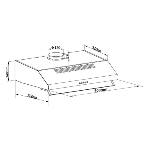 Kích thước máy hút mùi áp tường Binova BI-23-B-06