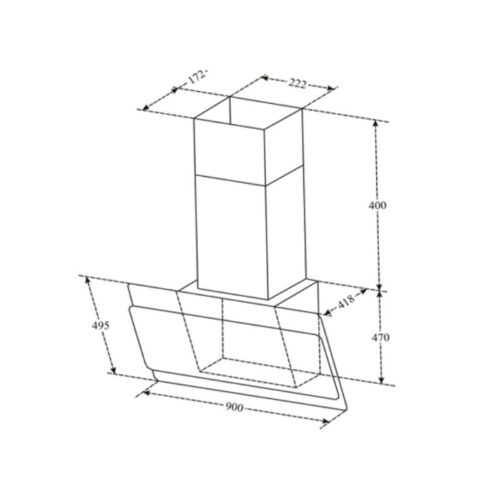 Kích thước máy hút mùi áp tường Binova BI-75-GT-09