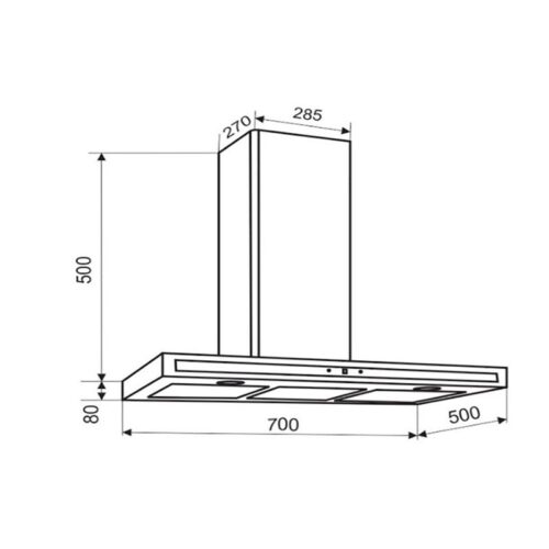 Kích thước máy hút mùi áp tường Faster Quatrolux 70SB