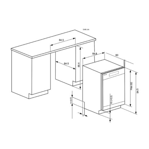 Kích thước máy rửa bát âm tủ/độc lập Binova BI-1102DWS