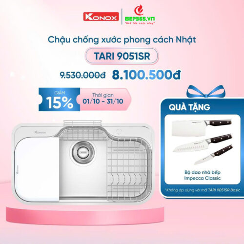 Khuyến mãi chậu rửa bát inox 1 hố Konox TARI 9051SR