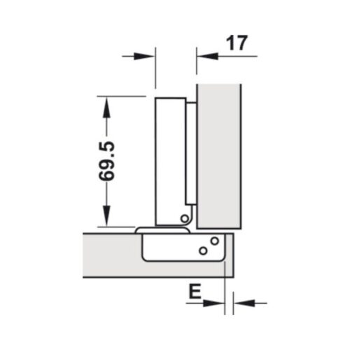 Kích thước bản lề trùm ngoài Metalla SM DIY 110º Hafele 493.03.020