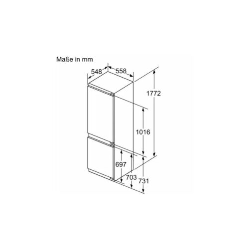 Kích thước tủ lạnh 2 cánh side by side 260 lít Bosch KIN86ADD0