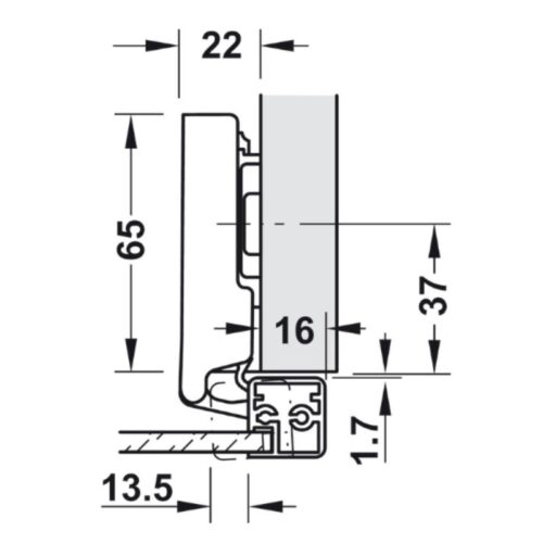 Kích thước của bản Lề Metalla SM 110º Trùm Ngoài Hafele 315.26.710