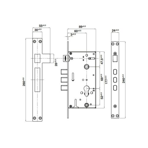 Kích thước khoá điện tử Hafele DL6000 912.20.581