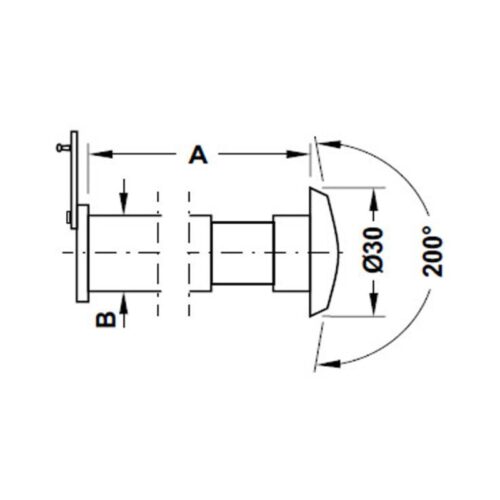 Kích thước mắt thần gắn cửa góc nhìn 200º có nắp che Hafele DIY 489.70.435