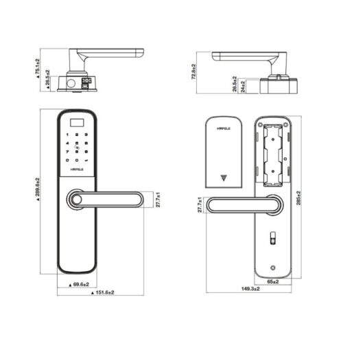 Thông số kỹ thuật khoá điện tử Hafele DL6000 912.20.581