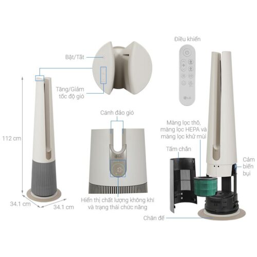 Chi tiết máy lọc không khí PuriCare AeroTower Hit LG FS15GPBK0.ABAE