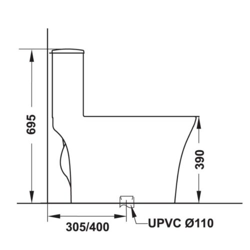 Kích thước bồn cầu 1 khối Sapporo Hafele 588.79.406